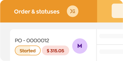 Stylized image of the order & statuses tab of the inFlow software