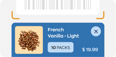 Stylized image of inflow software depicting coffee beans and their quantity and price